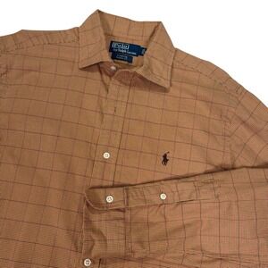 Polo Ralph Lauren Shirt Mens Large Brown Plaid Check Stanton Long Sleeve Button